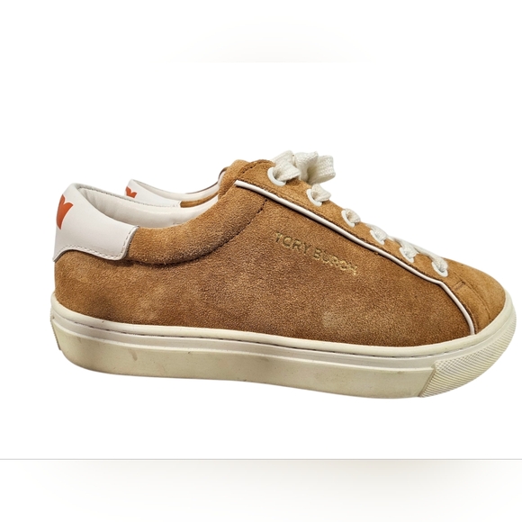 Tory Burch Brown Suede Sneakers with White Laces - Picture 3 of 3